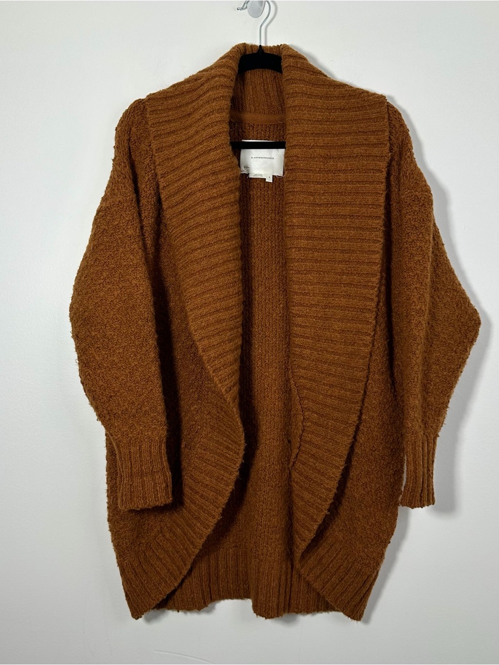 Anthropologie Women’s Small Rust Brown Oversized Open Front Cardigan - Picture 2 of 10